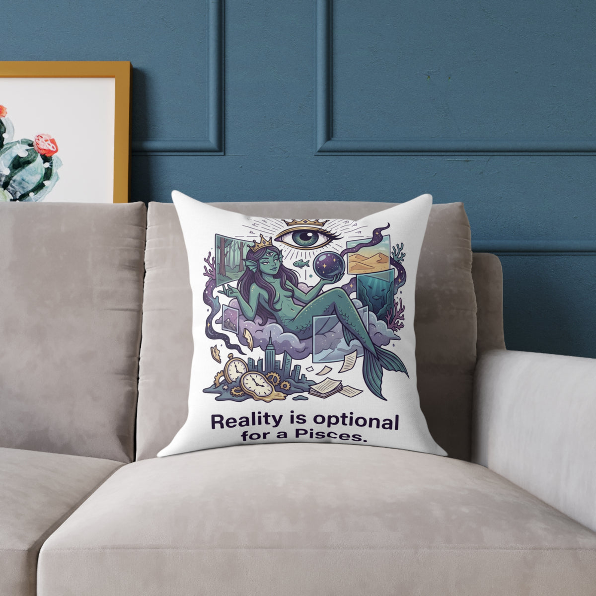 Pisces Zodiac Reality Is Optional Square Poly Canvas Pillow