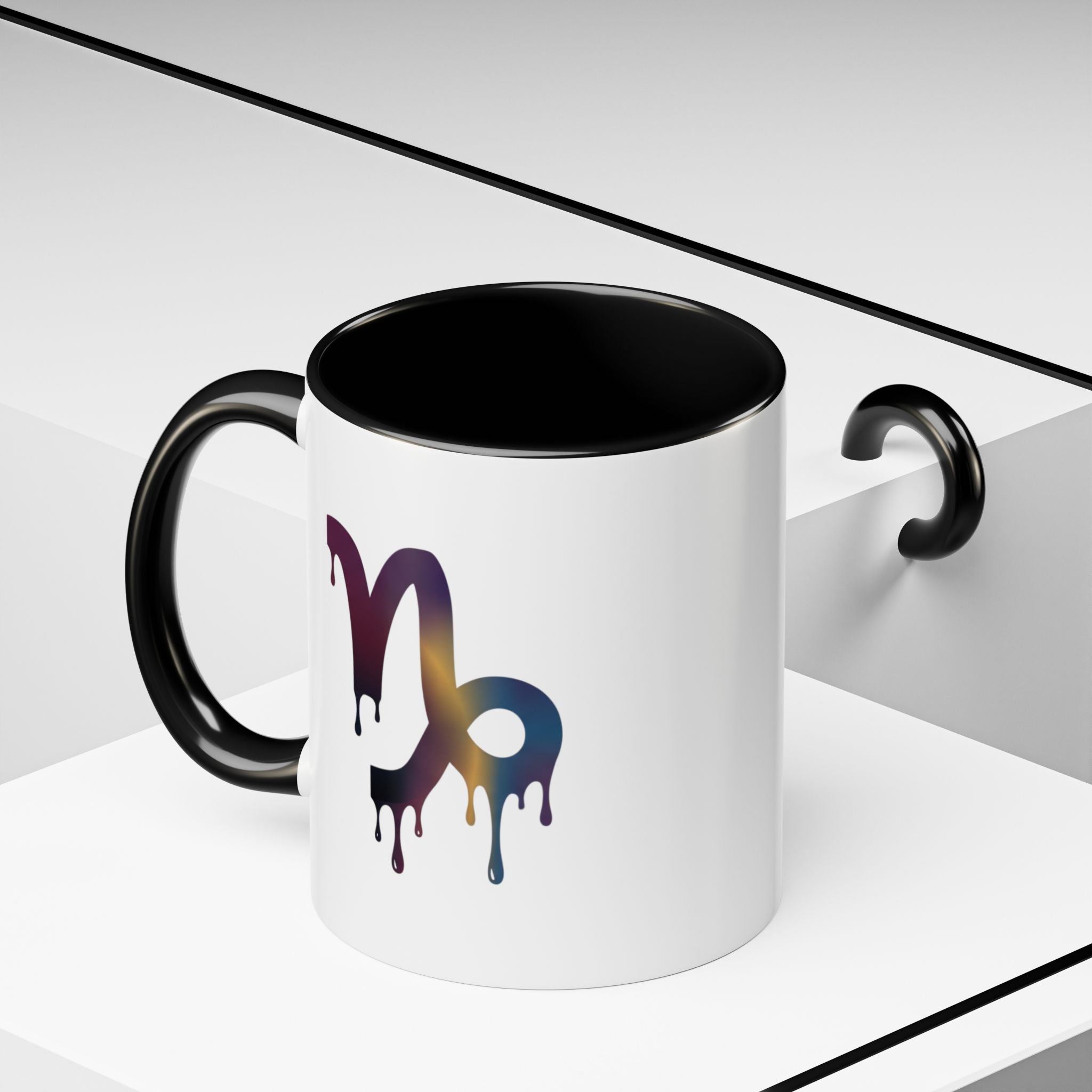 Capricorn Drip Accent Coffee Mug — Zodiac Symbol Gradient