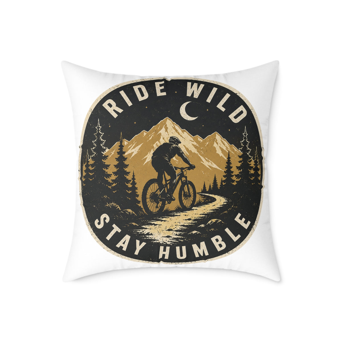 Ride Wild Stay Humble Mountain Bike Pillow  Milo Bailey Dog Dad Mom — Outdoor Cycling Adventure Throw Pillow