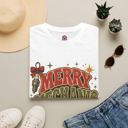 Merry Mechanic Mood T‑Shirt — Retro Holiday Auto Technician Gift