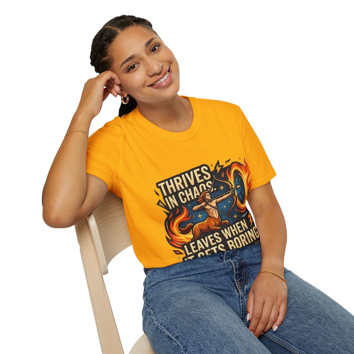 Sagittarius Archer T‑Shirt — "Thrives in Chaos" Zodiac Fire Sign Tee