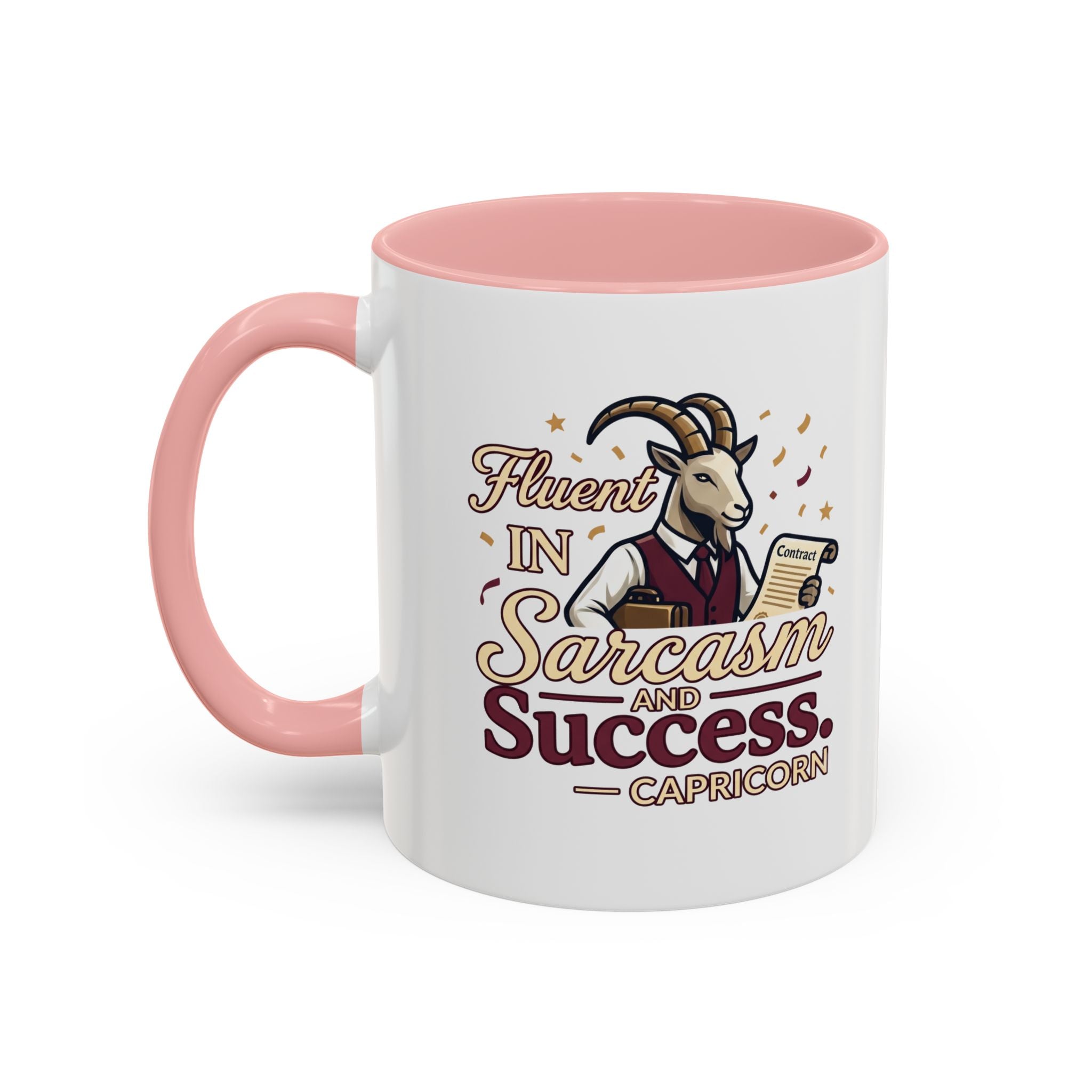 Capricorn Coffee Mug — "Fluent in Sarcasm and Success" Accent Mug