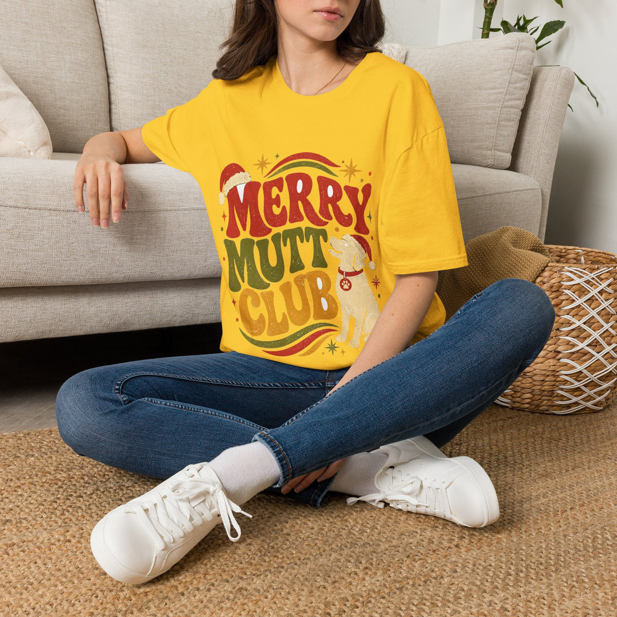 Merry Mutt Club T-Shirt — Retro Christmas Dog Lover Tee