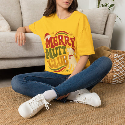 Merry Mutt Club T-Shirt — Retro Christmas Dog Lover Tee