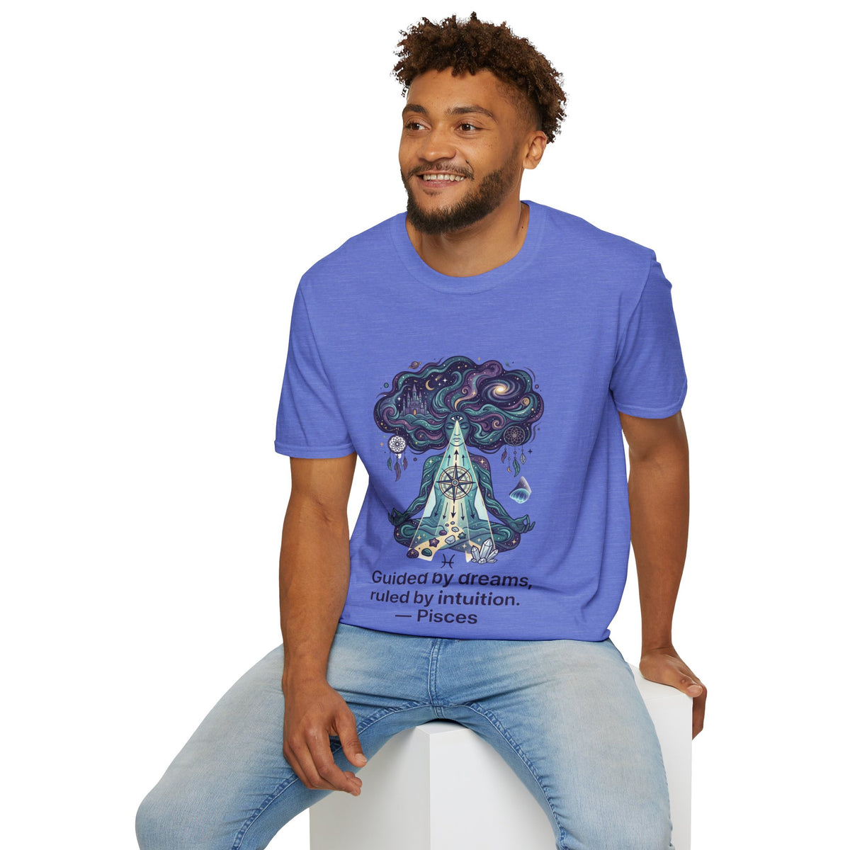 Dreamy Meditation T-Shirt — 'Guided by dreams, ruled by intuition' Spiritual Art Tee