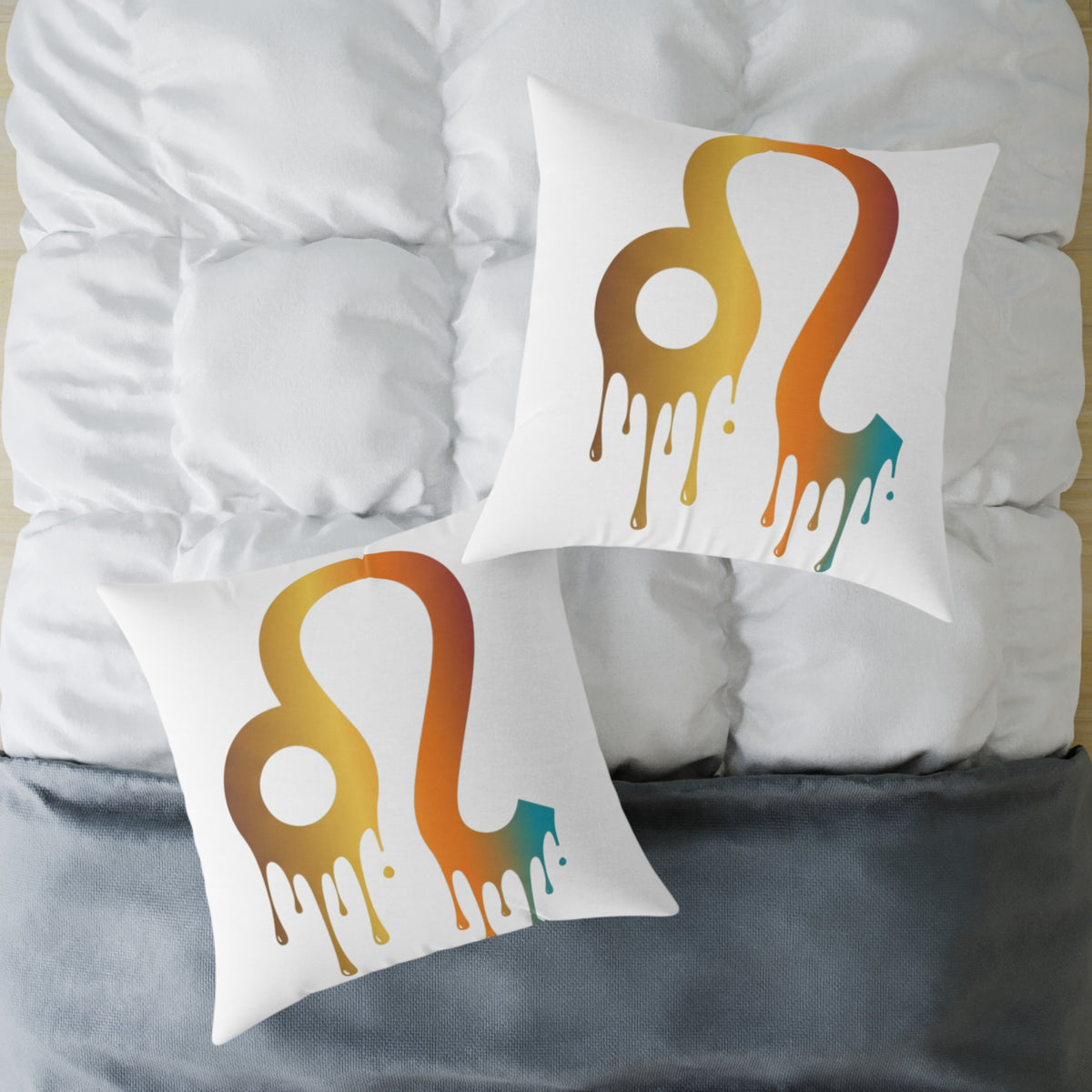 Leo Zodiac Dripping Astrological Square Poly Canvas Pillow
