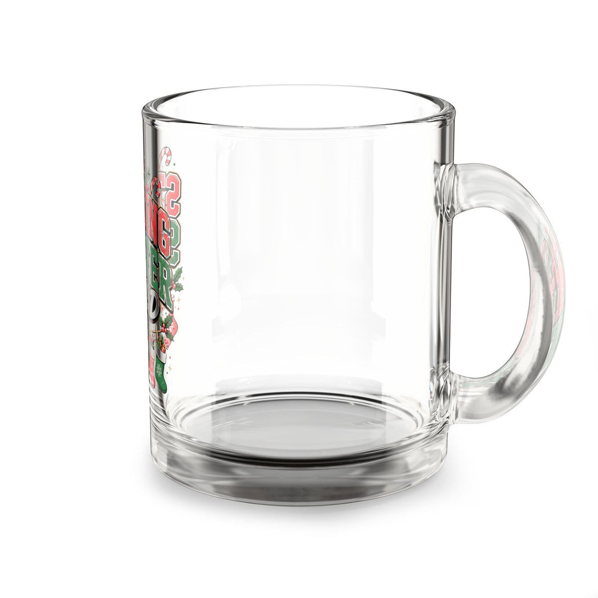 Christmas Glass Mug 10 oz Glass Mug — "Stocking Stuffer Squad" Christmas Holiday Coffee Glass