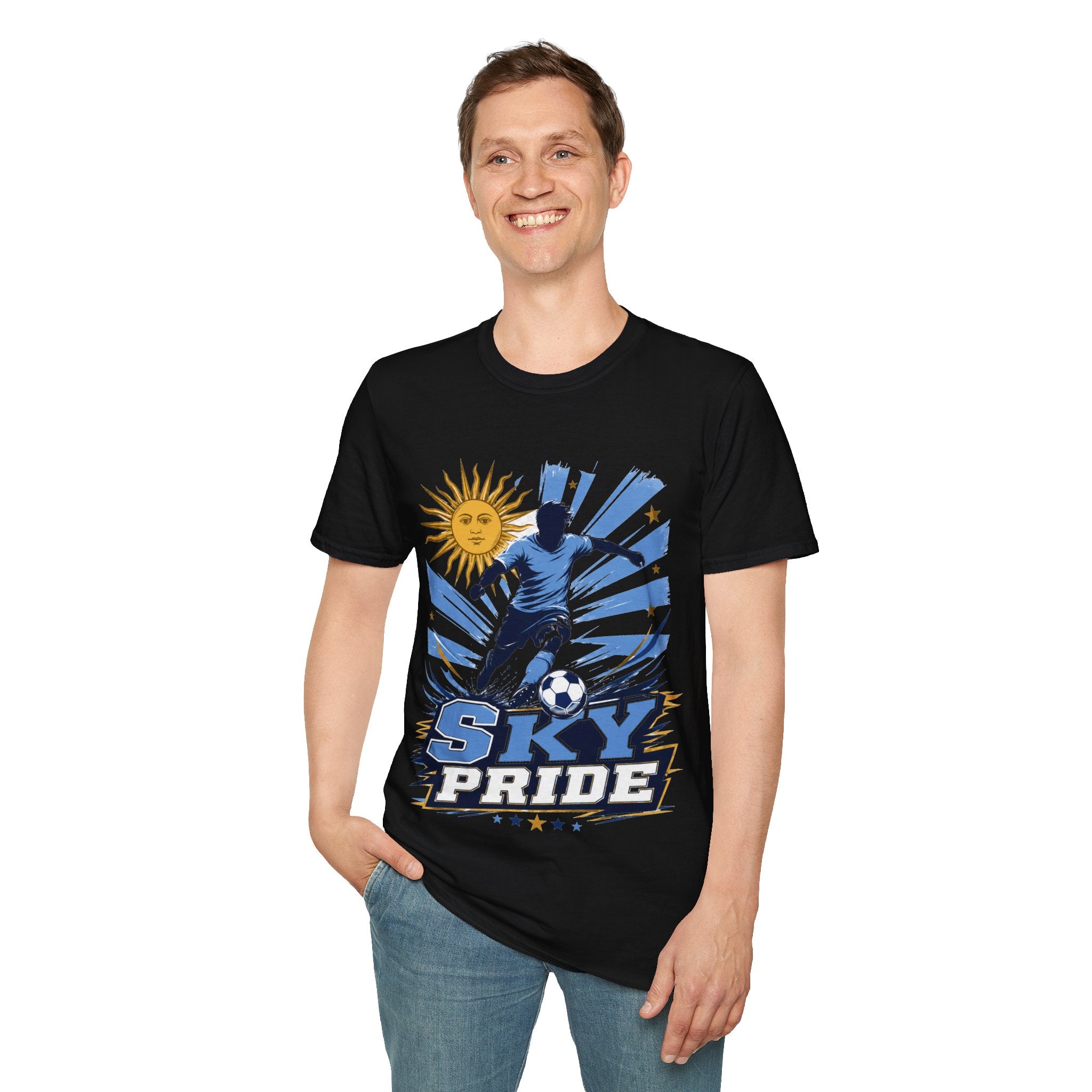 Uruguay Soccer Sky Pride T-Shirt — Argentina Sun Football Graphic Tee