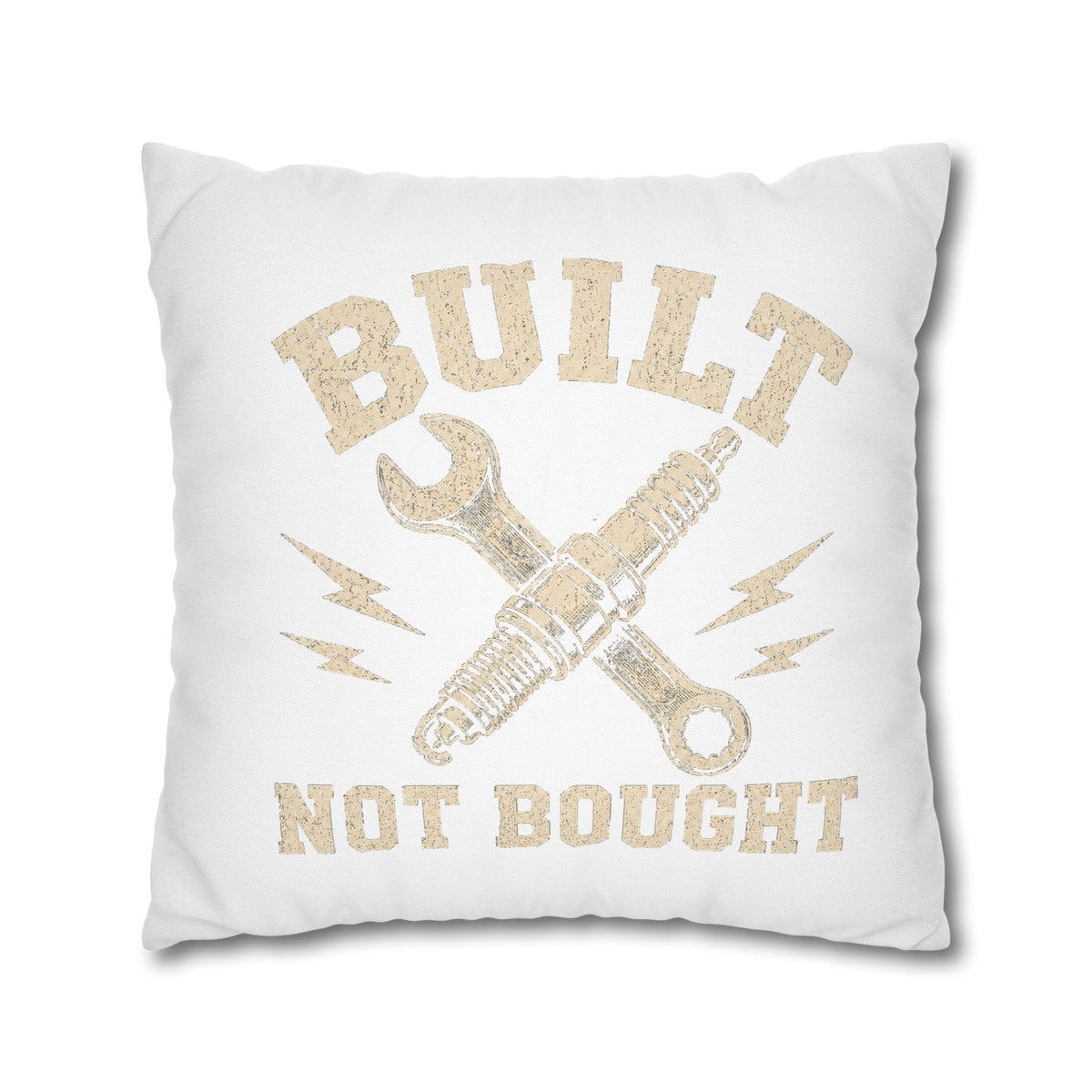 Built Not Bought Decorative Pillowcase Milo Bailey Dog Dad Mom — Rustic Mechanic Tool Accent