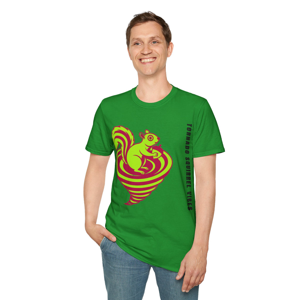 Squirrel Tornado T‑Shirt — Neon Retro Squirrel Whirl Graphic Tee - Trending Now - September 2026