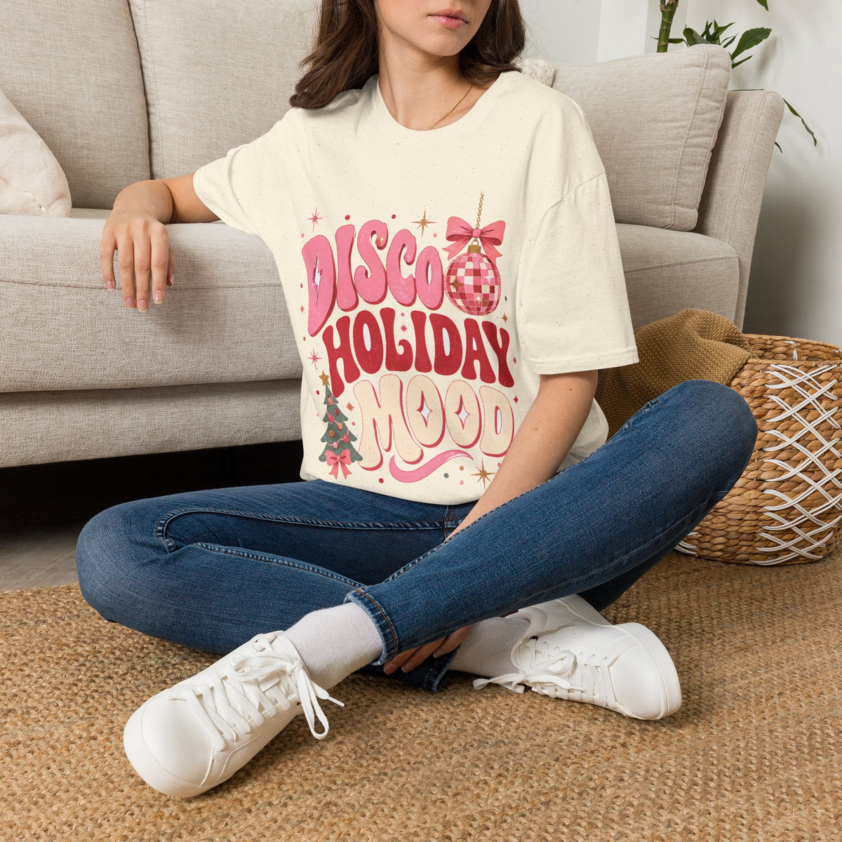 Disco Holiday T-Shirt — Retro Pink Disco Ball Christmas Tee