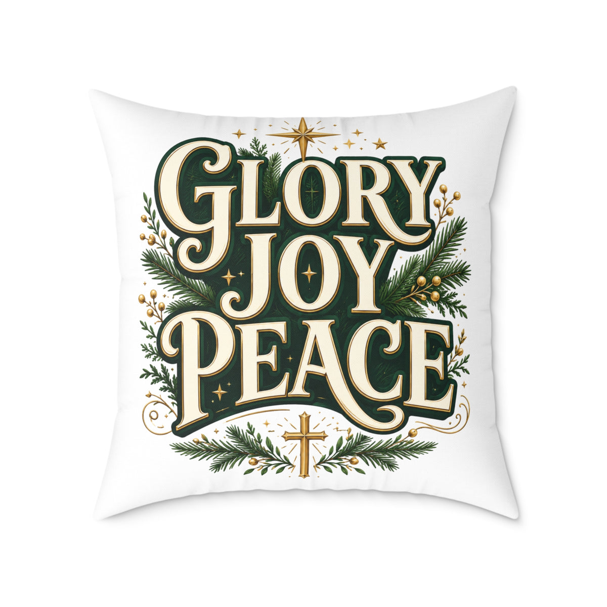 Glory Joy Peace Christmas Pillow – Festive Faith Holiday Throw Pillow