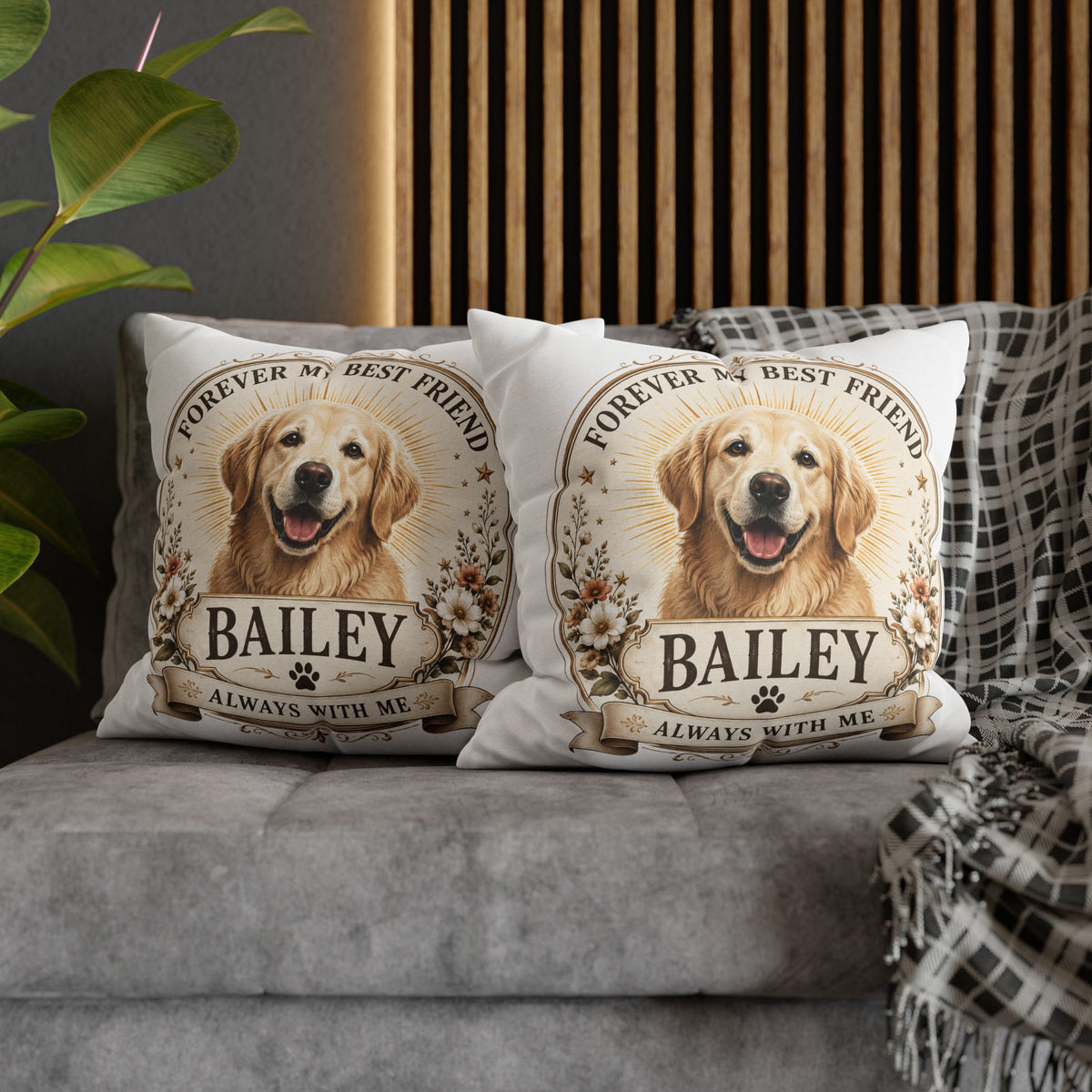 Personalized Dog Pillowcase Milo Bailey Dog Dad Mom - "Forever My Best Friend" Golden Retriever Tribute