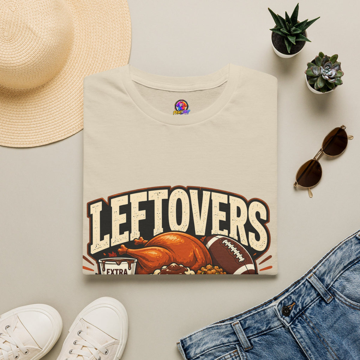 Thanksgiving T-Shirt Leftovers Legend T-Shirt — Thanksgiving Football Turkey Graphic Tee