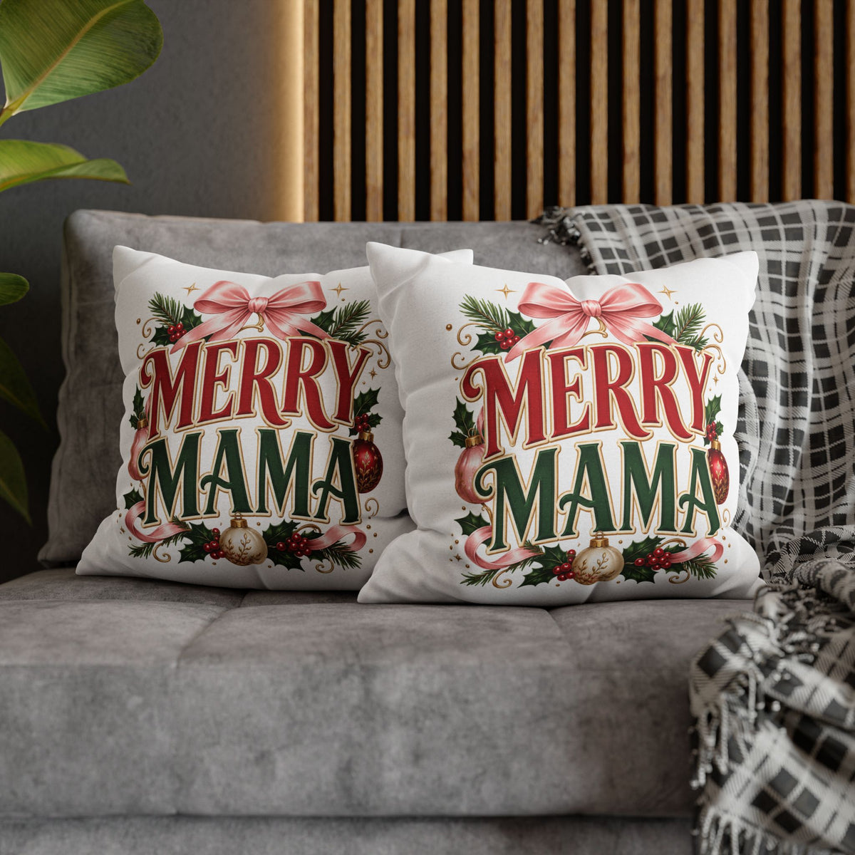 Merry Mama Christmas Pillowcase — Festive Holiday Decorative Pillow Cover