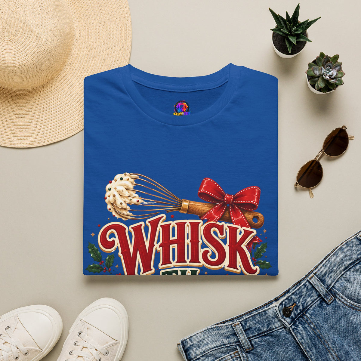 Christmas Baking T-Shirt — "Whisk 'Til Merry" Holiday Tee