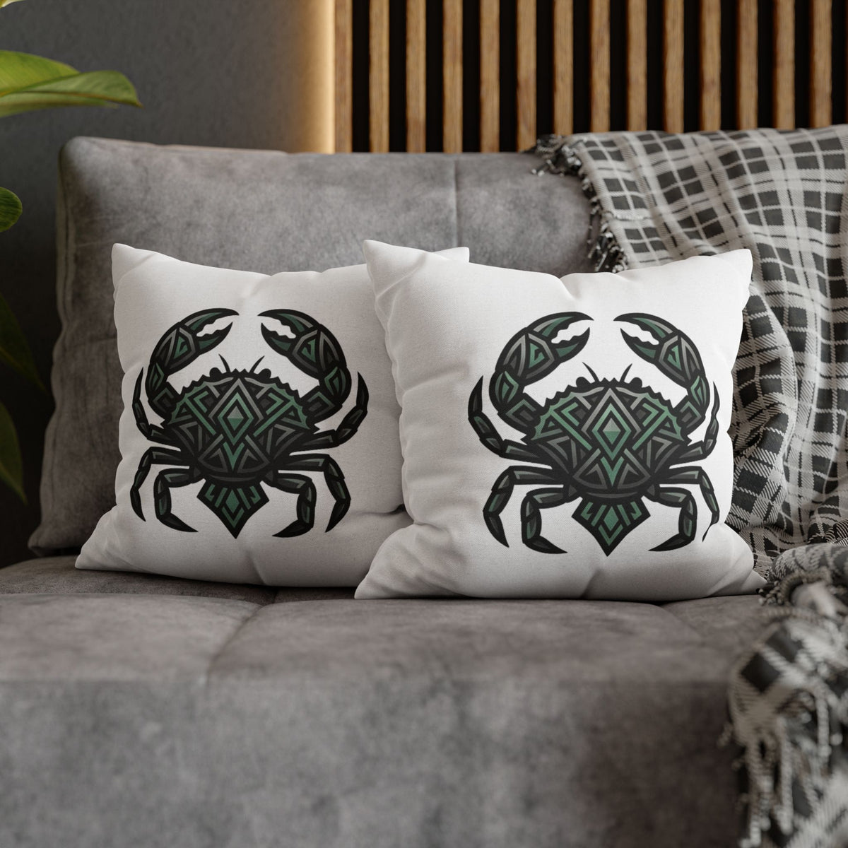 Cancer Zodiac Geometric Crab Throw Pillowcase — Coastal Zodiac Beach Decor