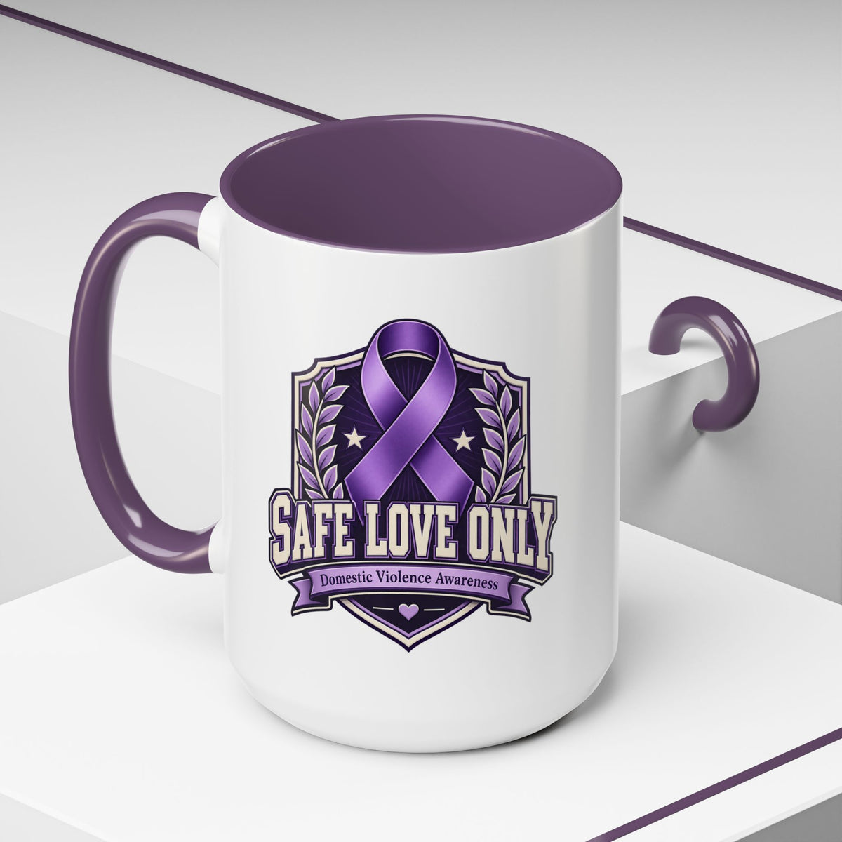 Coffee Mug — "Safe Love Only" Domestic Violence Awareness (Purple Ribbon)