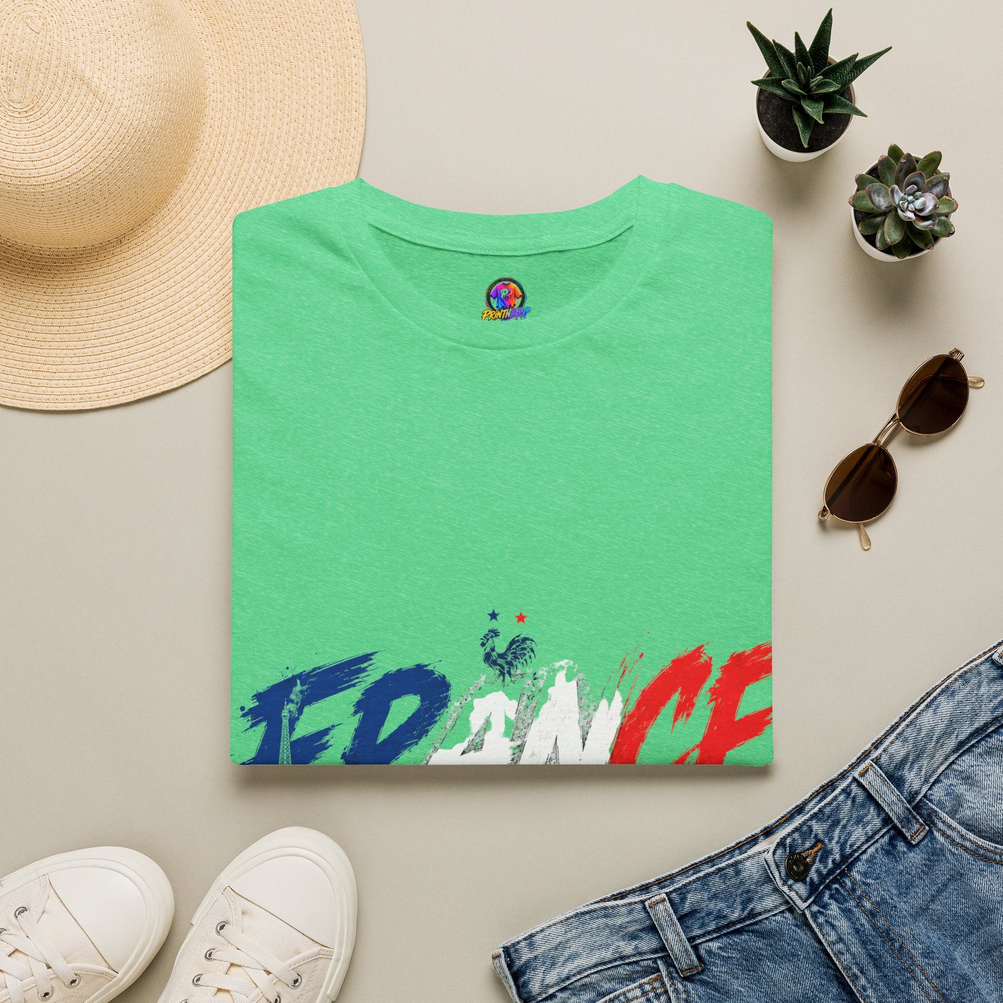 France Brushstroke Graphic T-Shirt — Tricolor Soccer/Travel Fan Tee