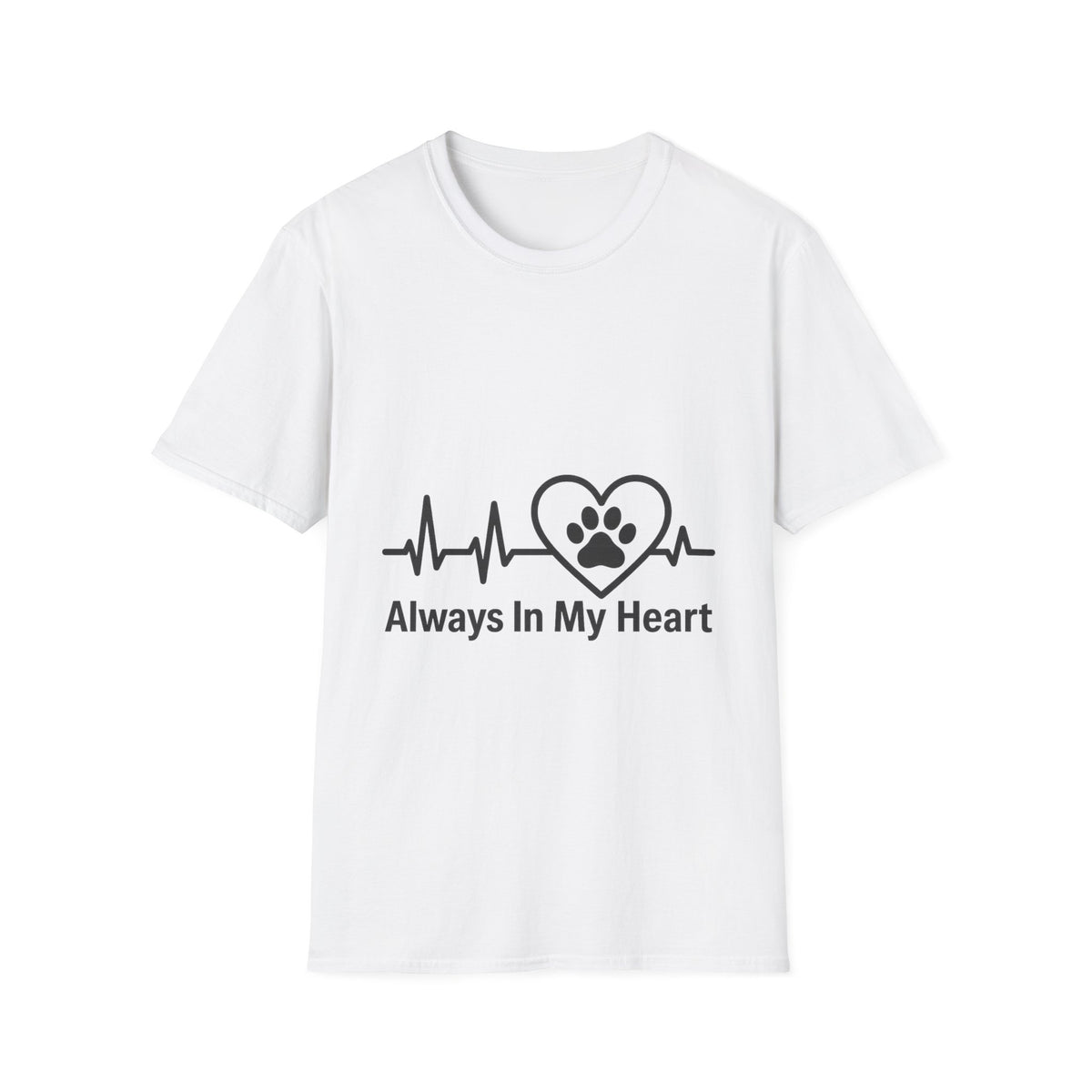 "Always In My Heart" Cute Paw Print Heartbeat Tee - Aesthetic Minimalist Pet Lover White T-Shirt - Trending Now - September 2026