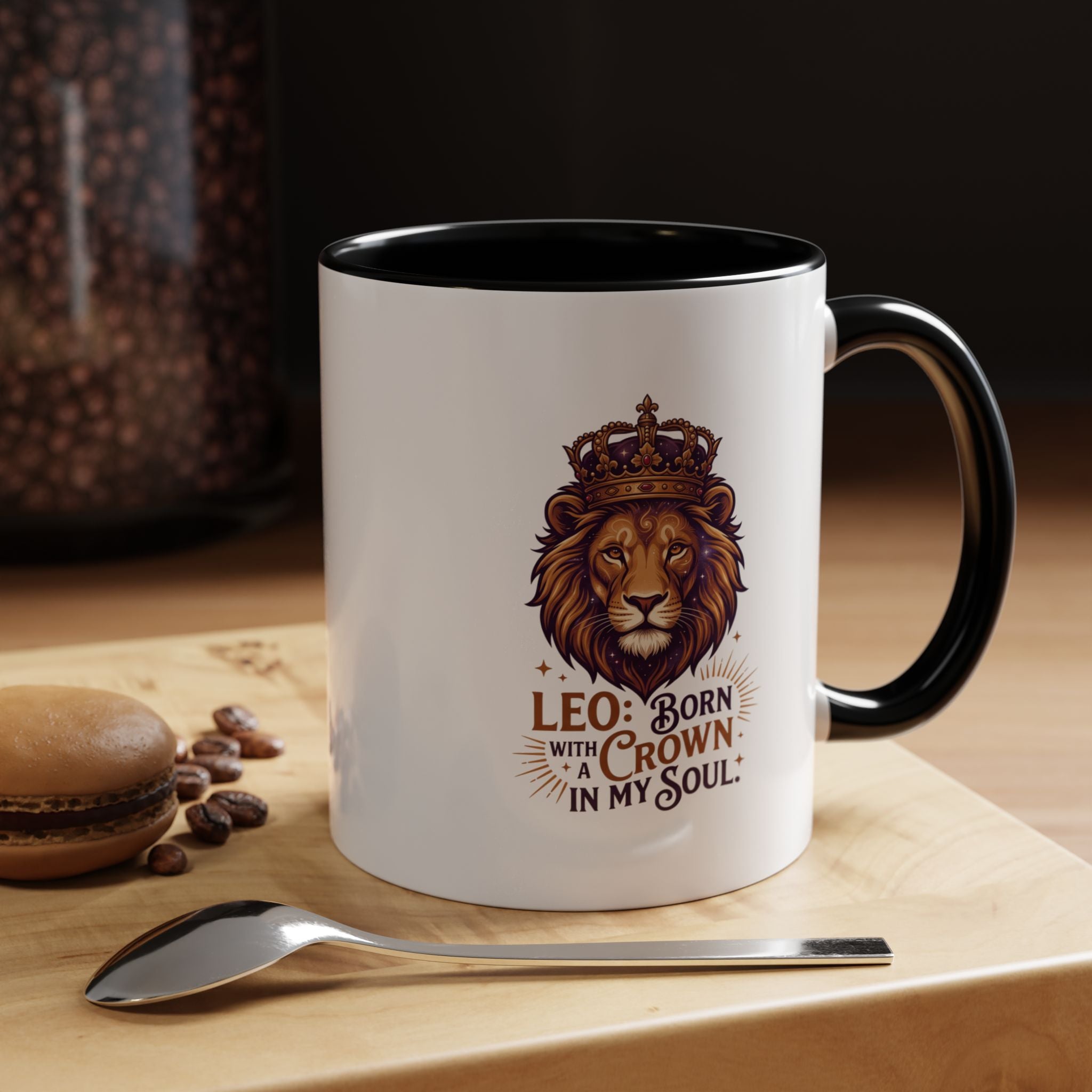 Leo Zodiac Coffee Mug — "Born with a Crown in My Soul" Lion Design
