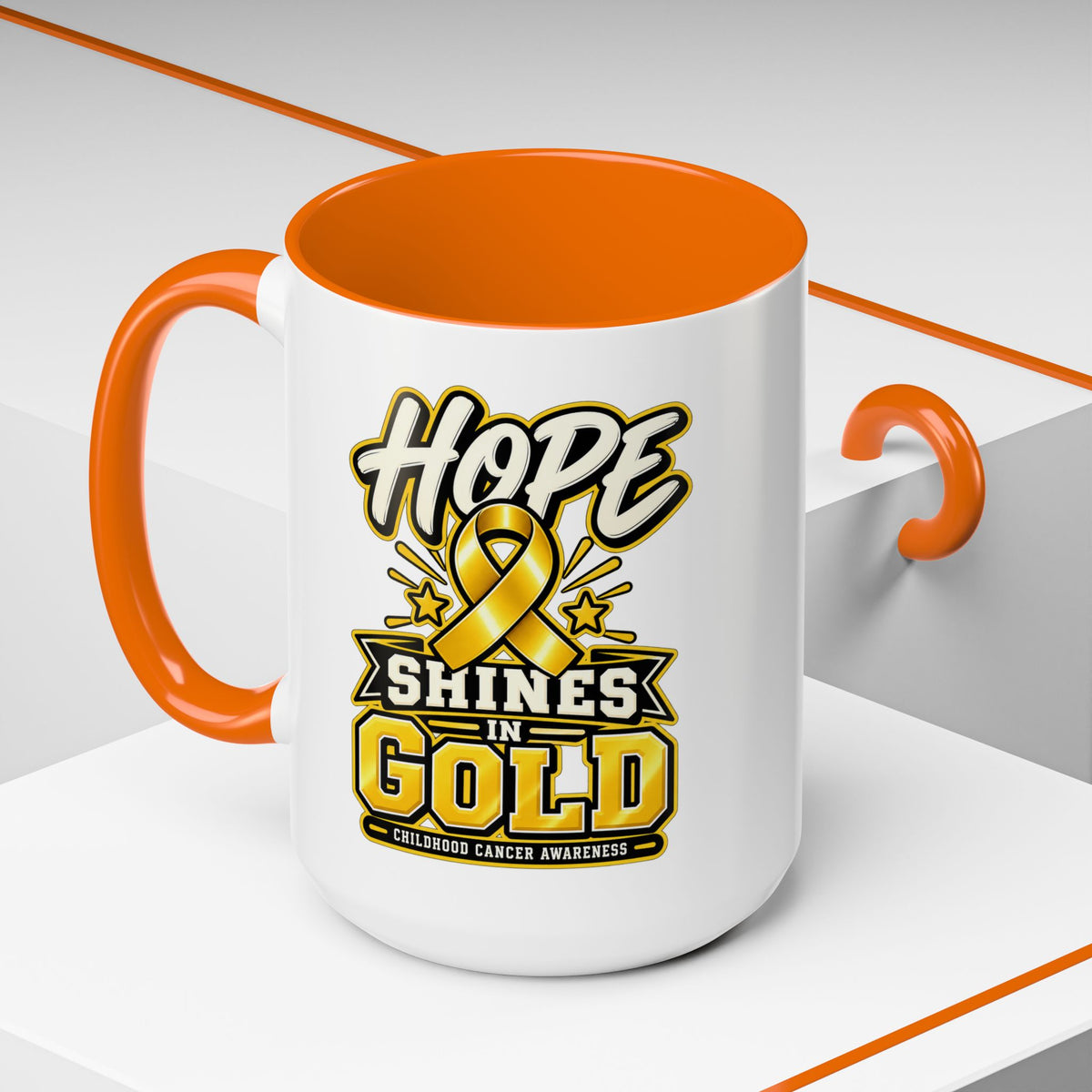 Hope Shines in Gold Coffee Mug — Childhood Cancer Awareness Accent Mug
