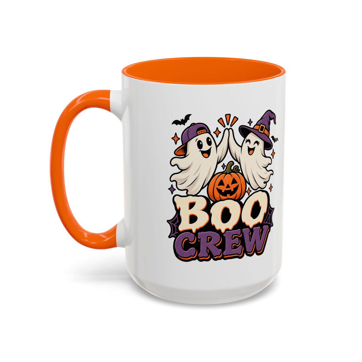 Boo Crew Halloween Accent Coffee Mug — Cute Ghosts & Jack-O'-Lantern Design (11/15 oz)