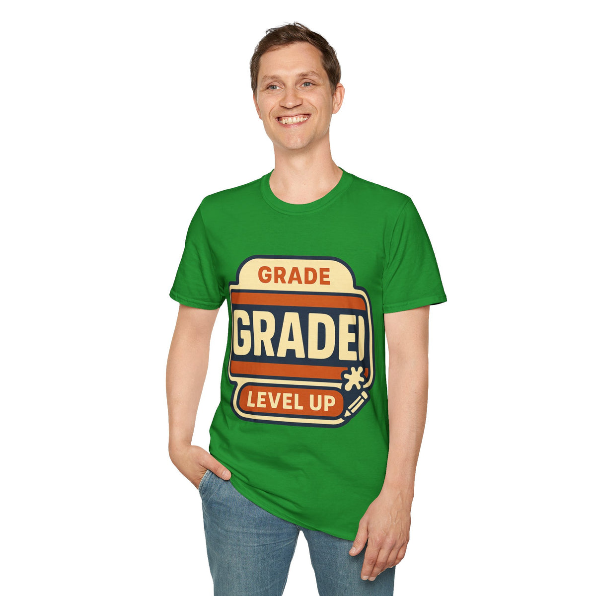 Grade Up Retro Badge T‑Shirt — "GRADE! LEVEL UP" Gamer Teacher Gift - Trending Now - August 2026