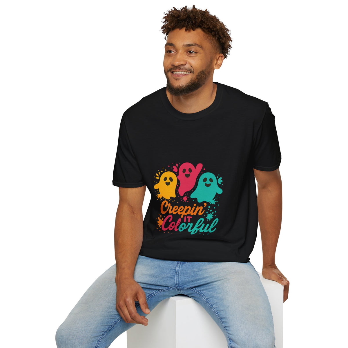 Colorful Creepin' Ghosts Tee — Cute Halloween Shirt - Trending Now - October 2026