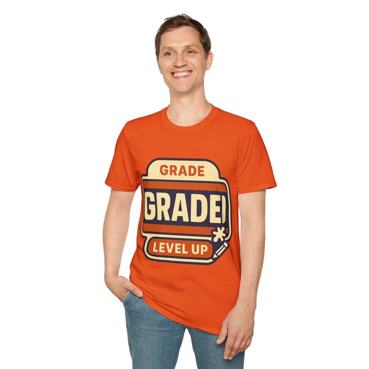 Grade Up Retro Badge T‑Shirt — "GRADE! LEVEL UP" Gamer Teacher Gift - Trending Now - August 2026