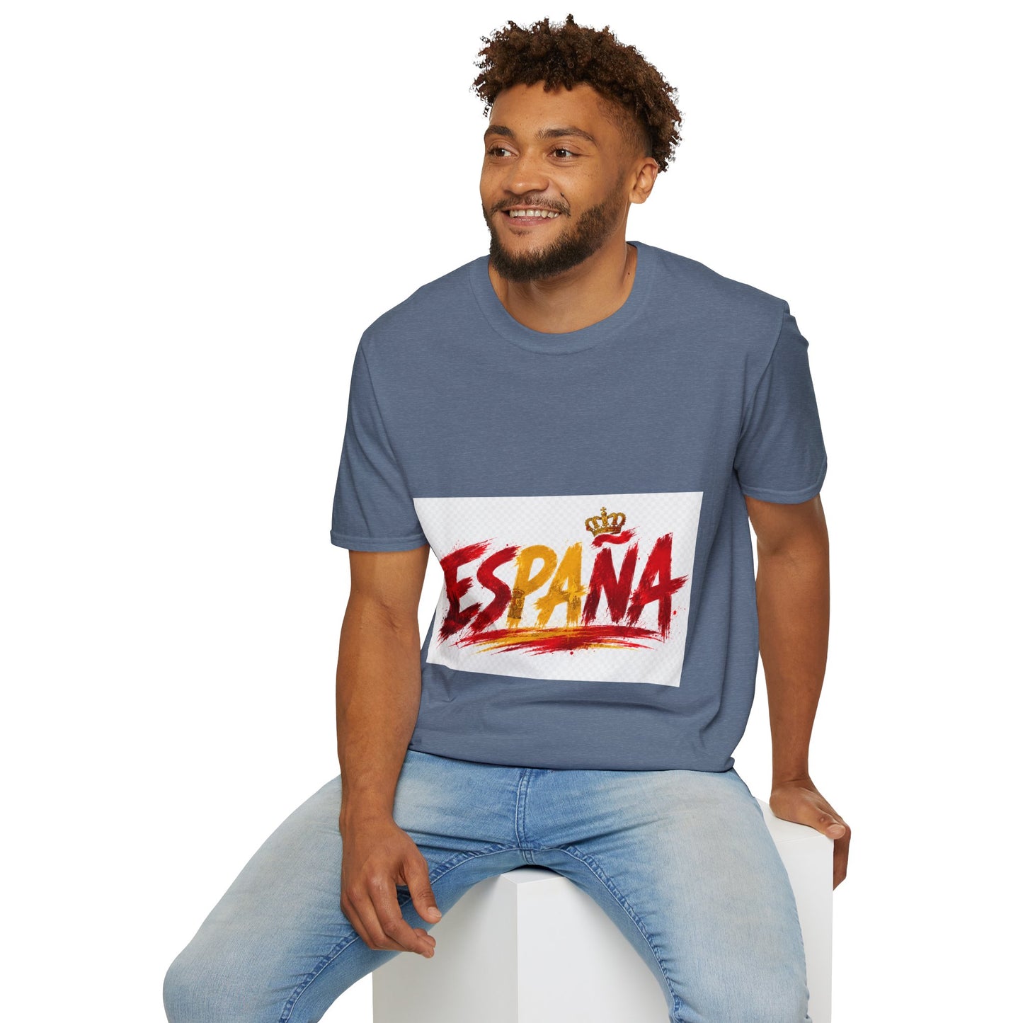 Spain  Graphic T-Shirt — Spanish Flag Brushstroke Design with Crown