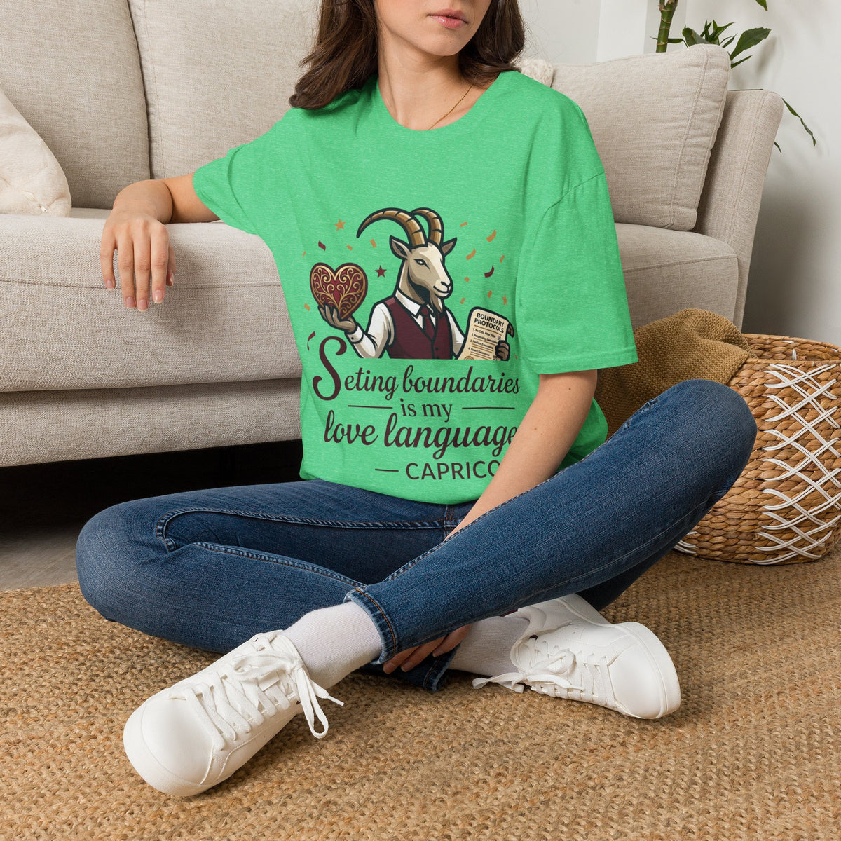 Capricorn T-Shirt — "Setting Boundaries is My Love Language" Zodiac Goat Tee