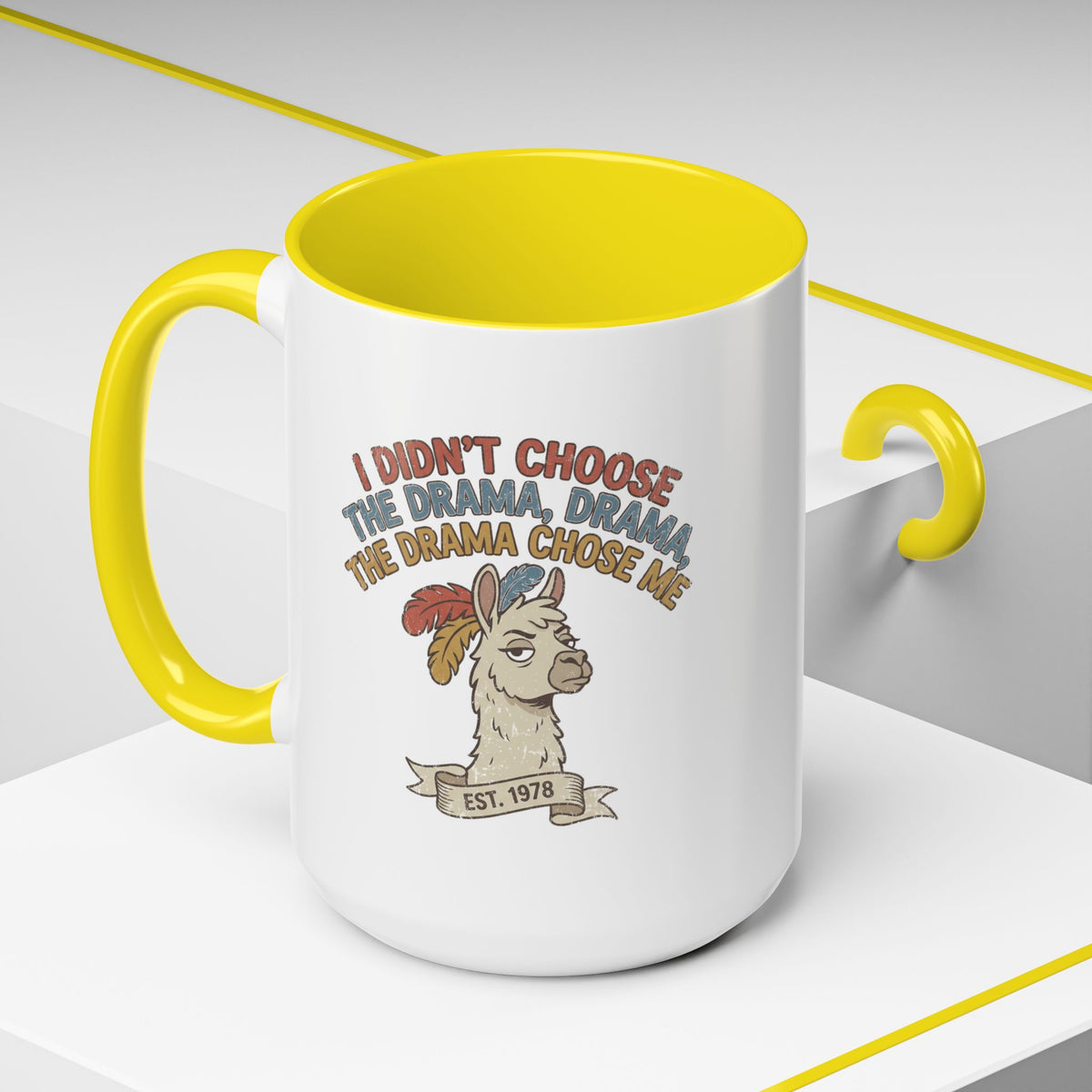 Funny And Witty "The Drama Chose Me" Accent Coffee Mug (11, 15oz)