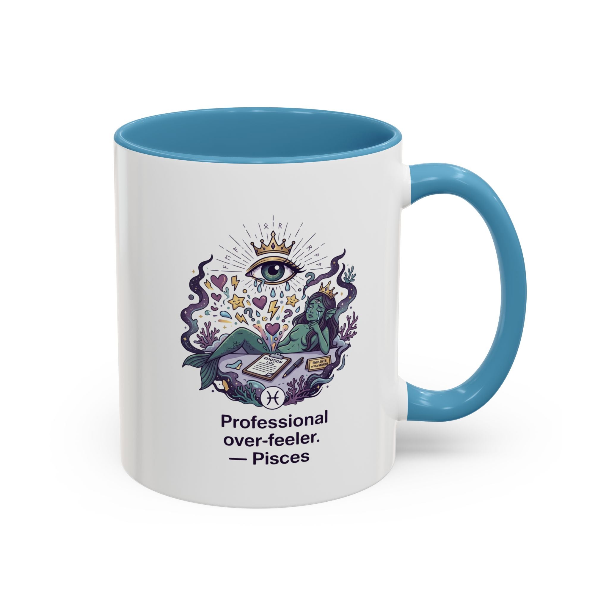 Pisces Coffee Mug — "Professional Over-feeler" Zodiac Accent Mug (11/15oz)