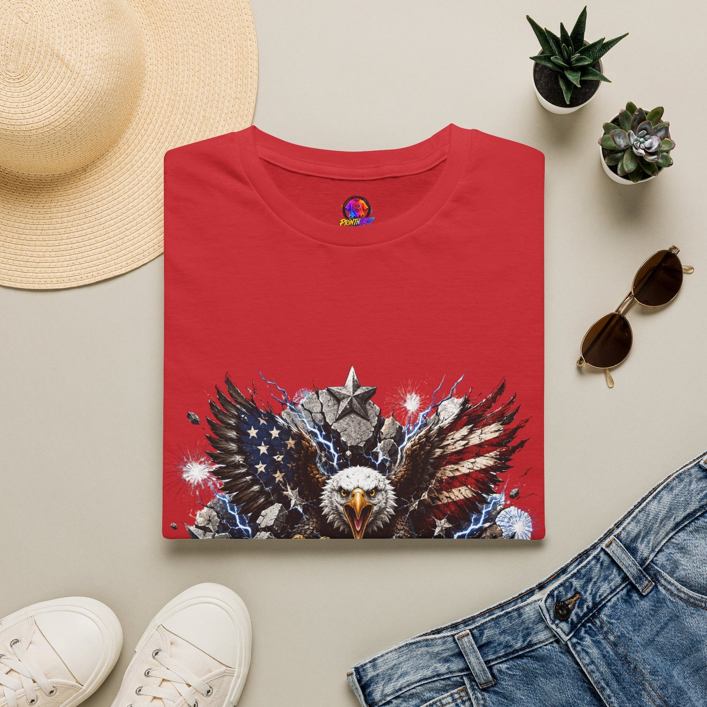Patriotic Eagle T-Shirt — "The Republic Still Roars" | American Flag Graphic