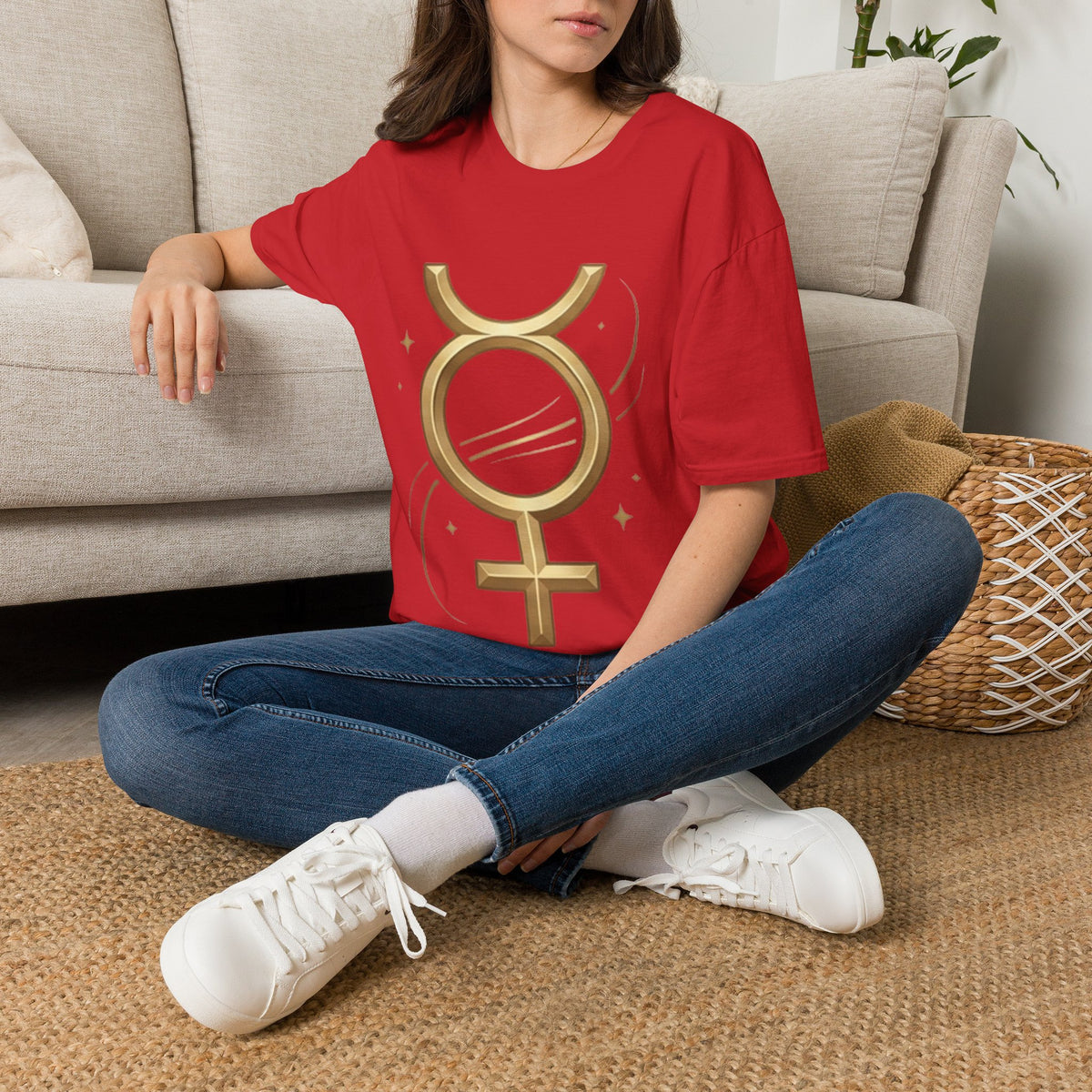 Gold Mercury Astrology Symbol Tee T-Shirt
