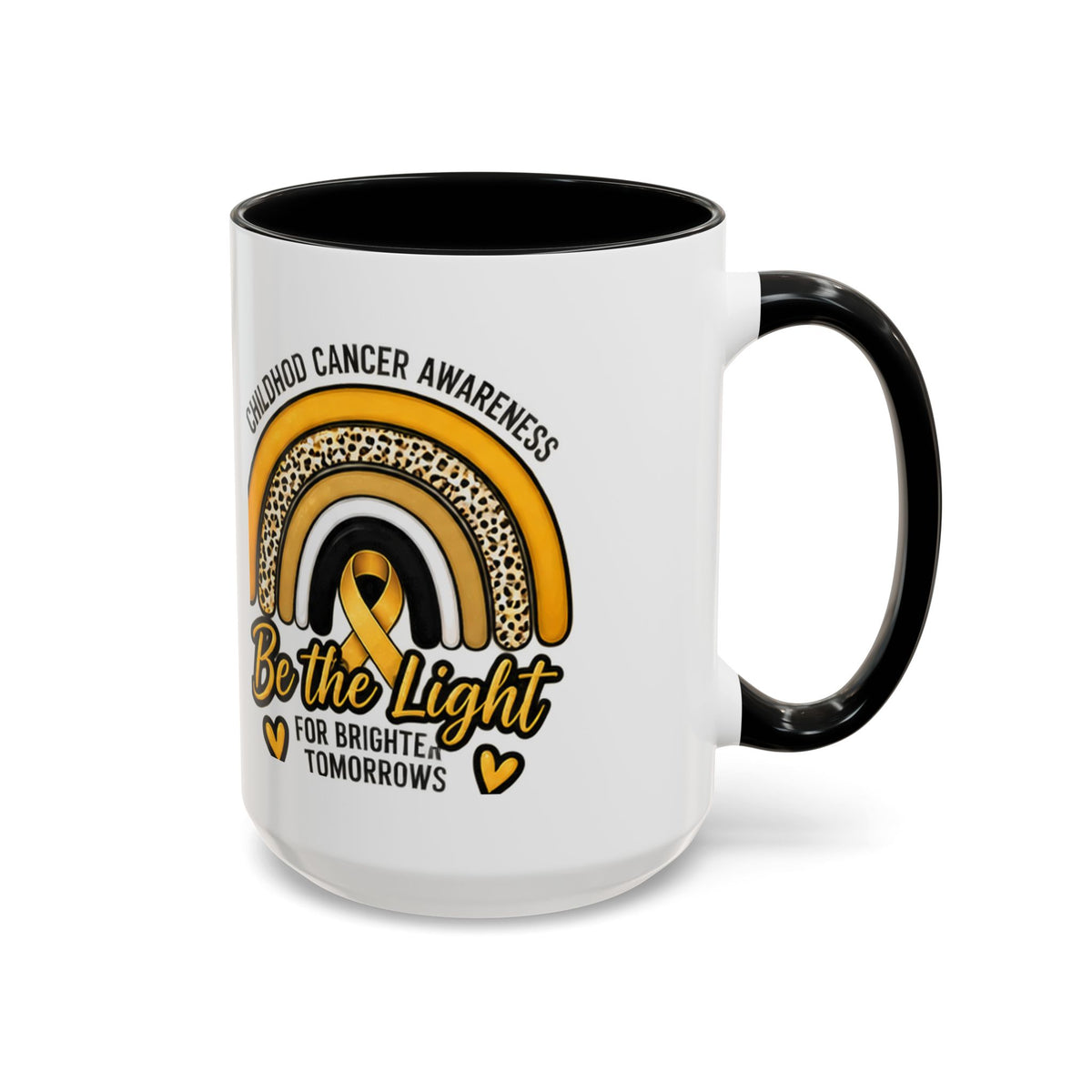Childhood Cancer Awareness Accent Coffee Mug — "Be the Light" 11/15oz