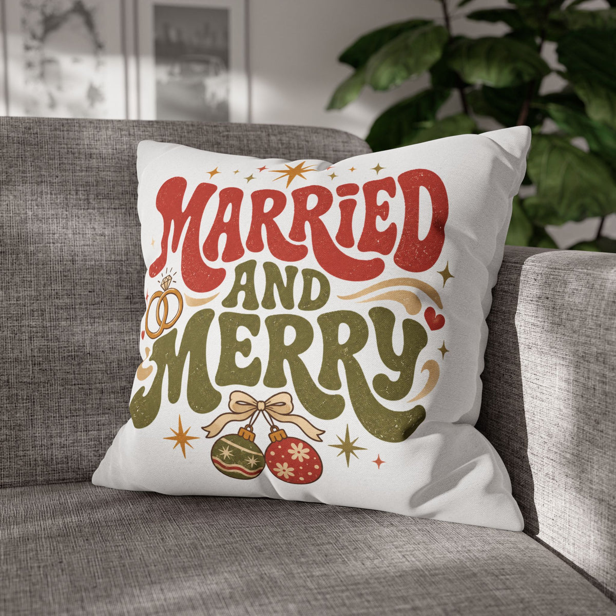 Christmas Married and Merry Holiday Pillowcase