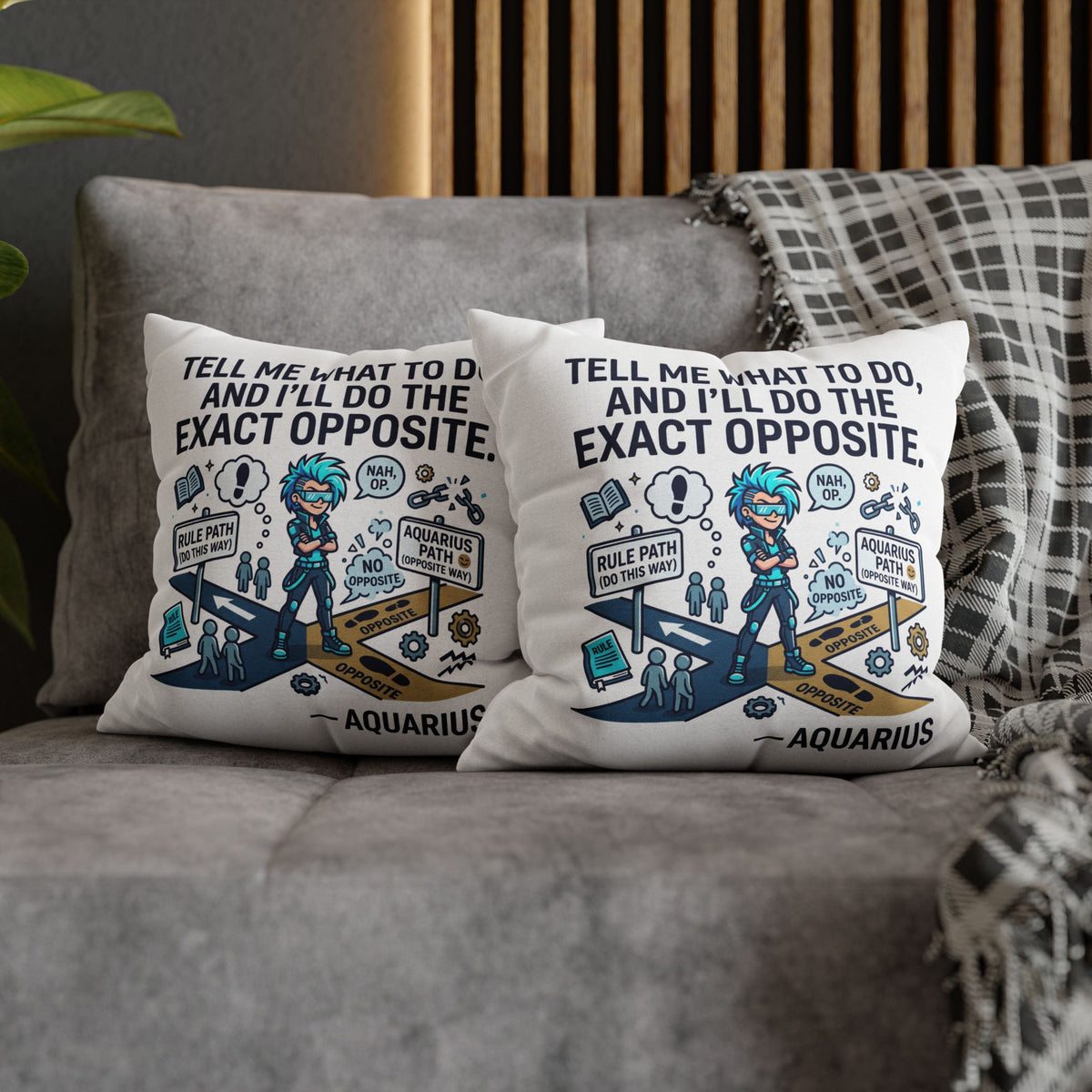 Aquarius Zodiac Spun Polyester Square Pillowcase