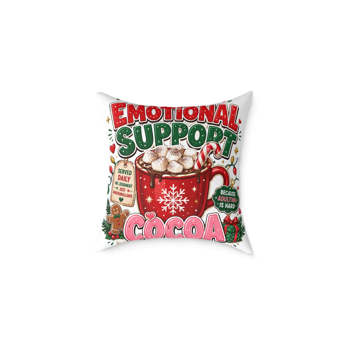Modern Day Christmas Emotional Support Square Poly Canvas Pillow