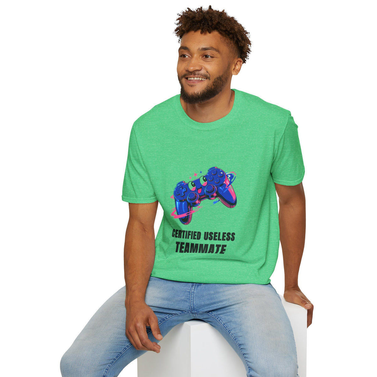 Certified Useless Teammate Gamer T-Shirt — Retro Neon Gamepad Tee - Trending Now - August 2026