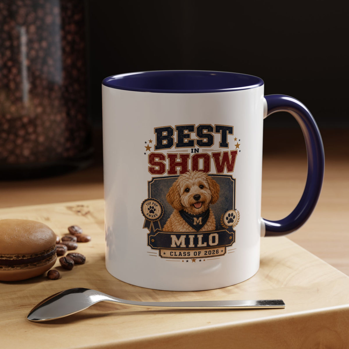 Milo Bailey Dog Dad Mom Best in Show Personalized Dog Photo Coffee Mug — Custom Name & Year