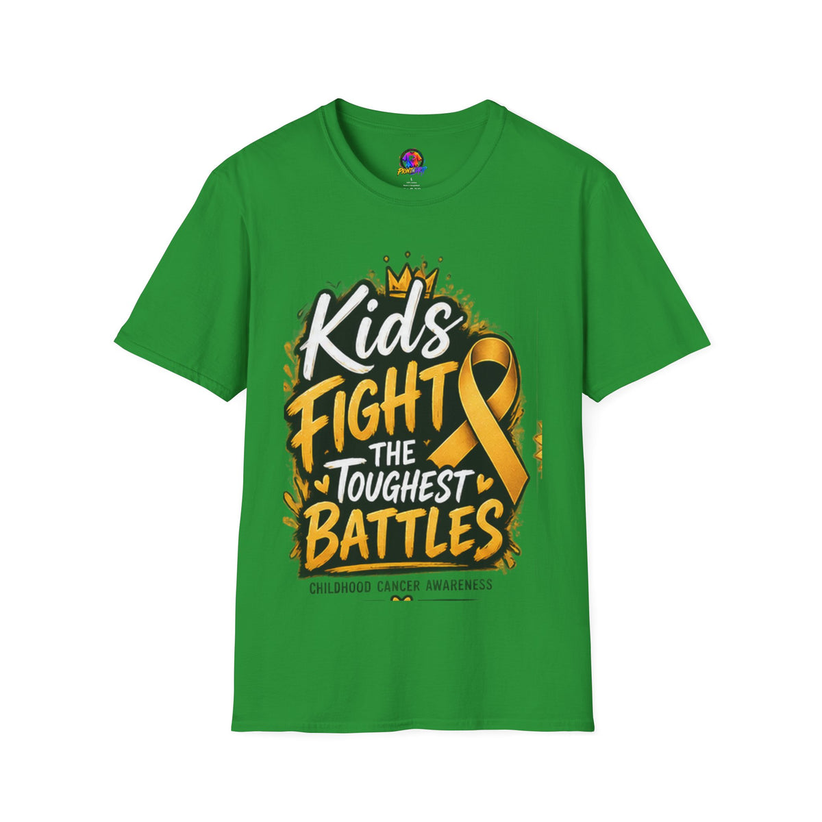 Children's Cancer Awareness T-Shirt — "Kids Fight The Toughest Battles" Gold Ribbon