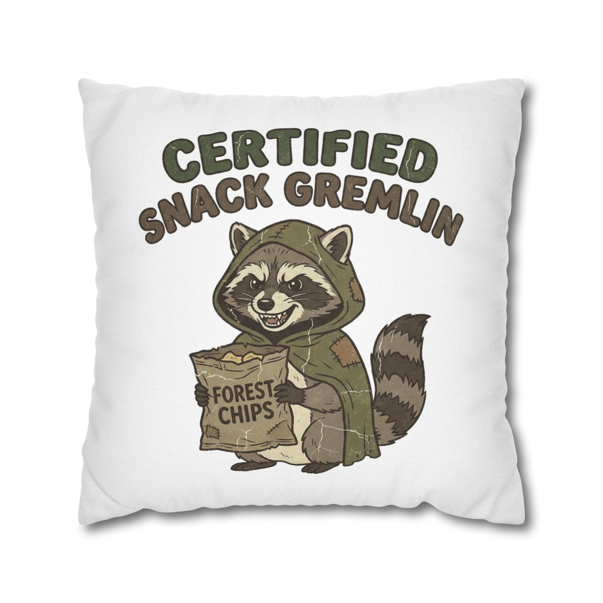 Funny Certified Snack Gremlin Raccoon Throw Pillowcase