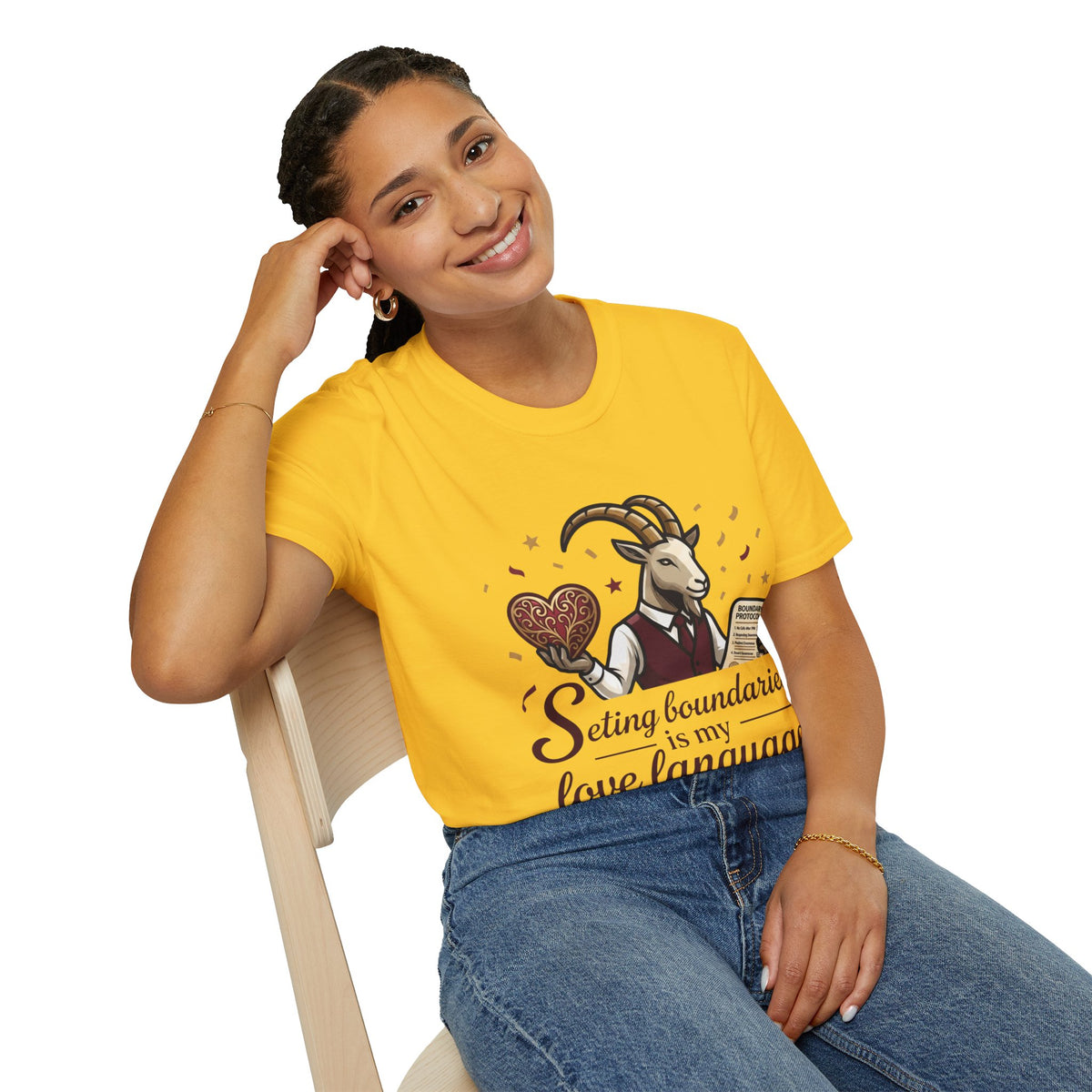 Capricorn T-Shirt — "Setting Boundaries is My Love Language" Zodiac Goat Tee