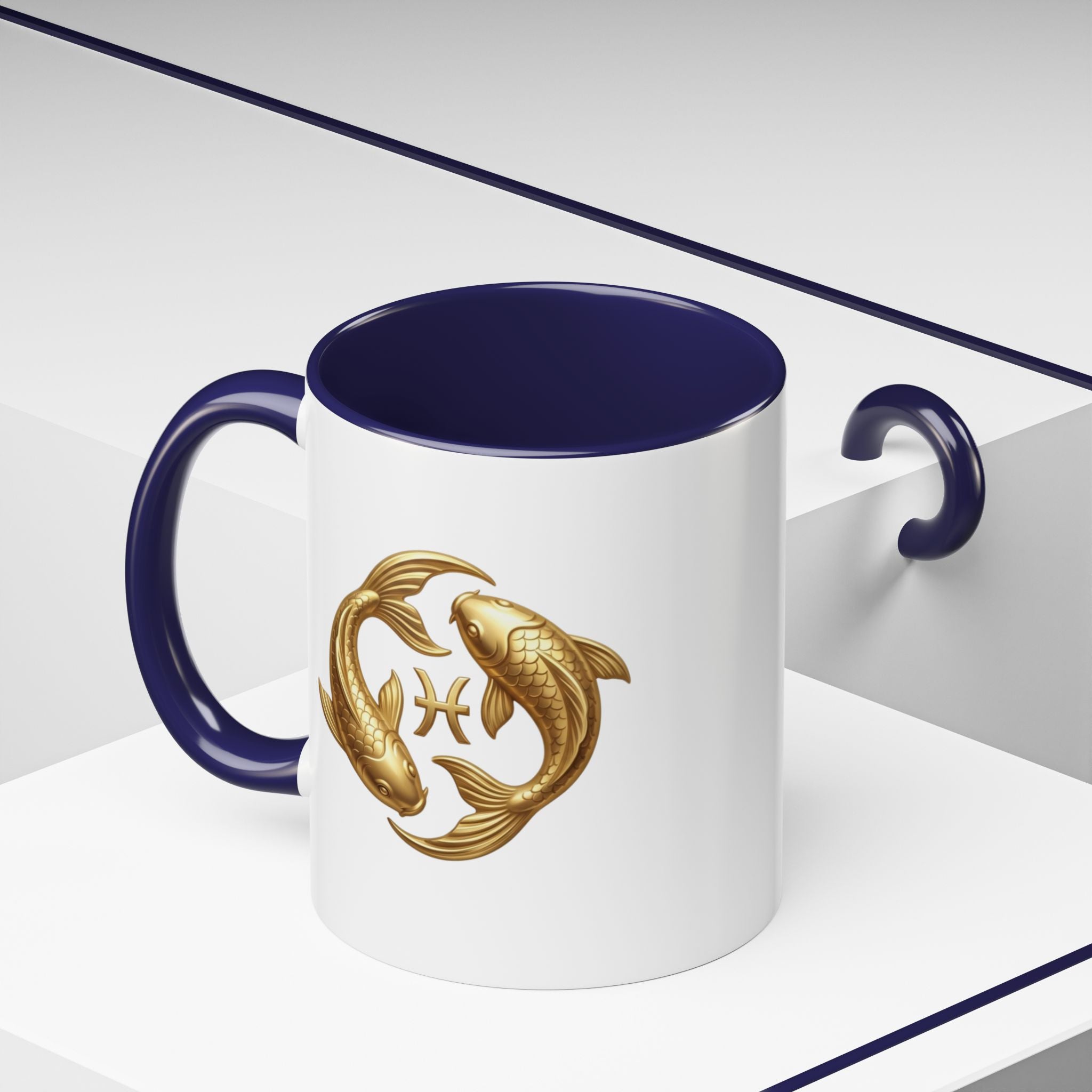 Pisces Zodiac Coffee Mug – Gold Koi Fish Horoscope Accent Mug