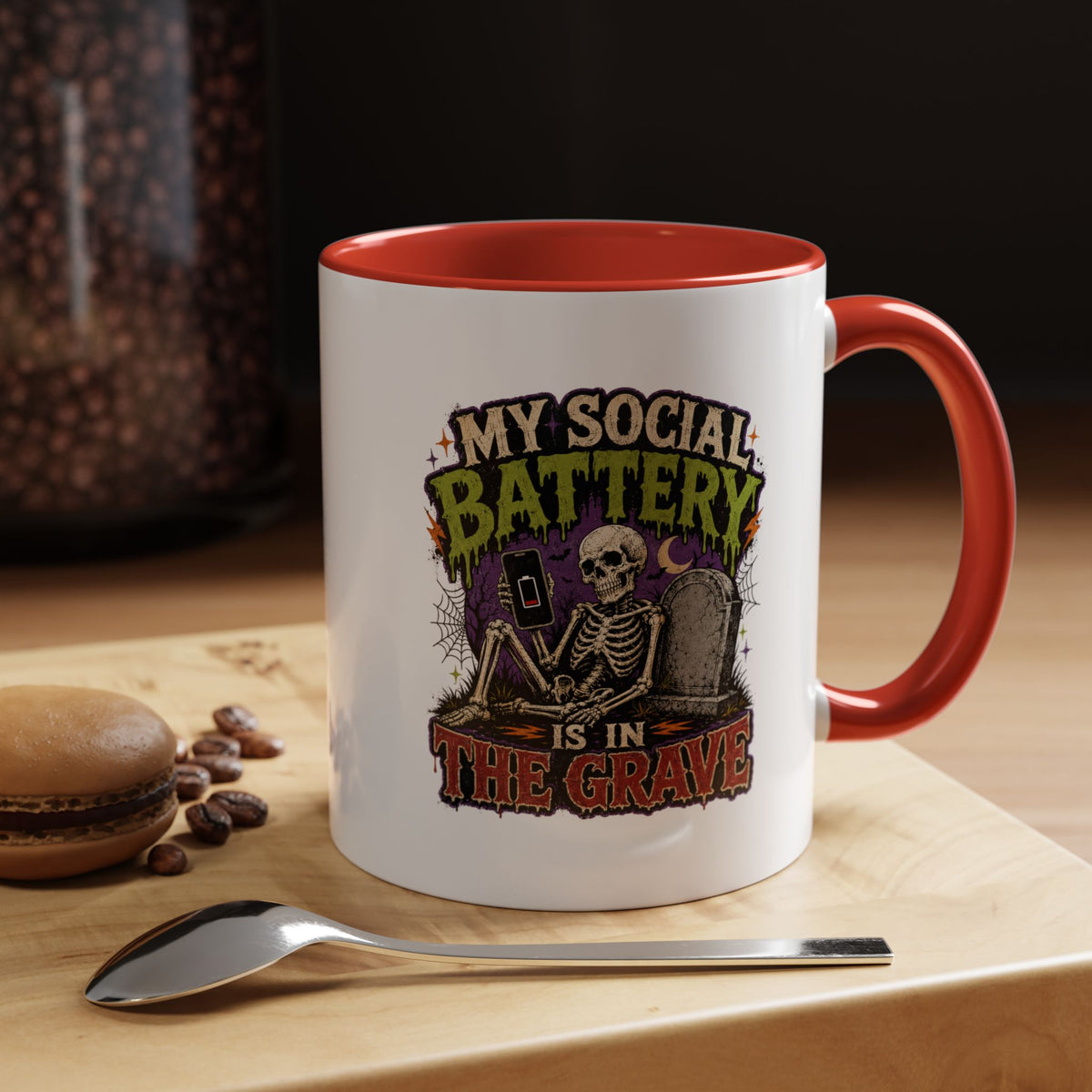 Halloween  My Social Battery Accent Coffee Mug