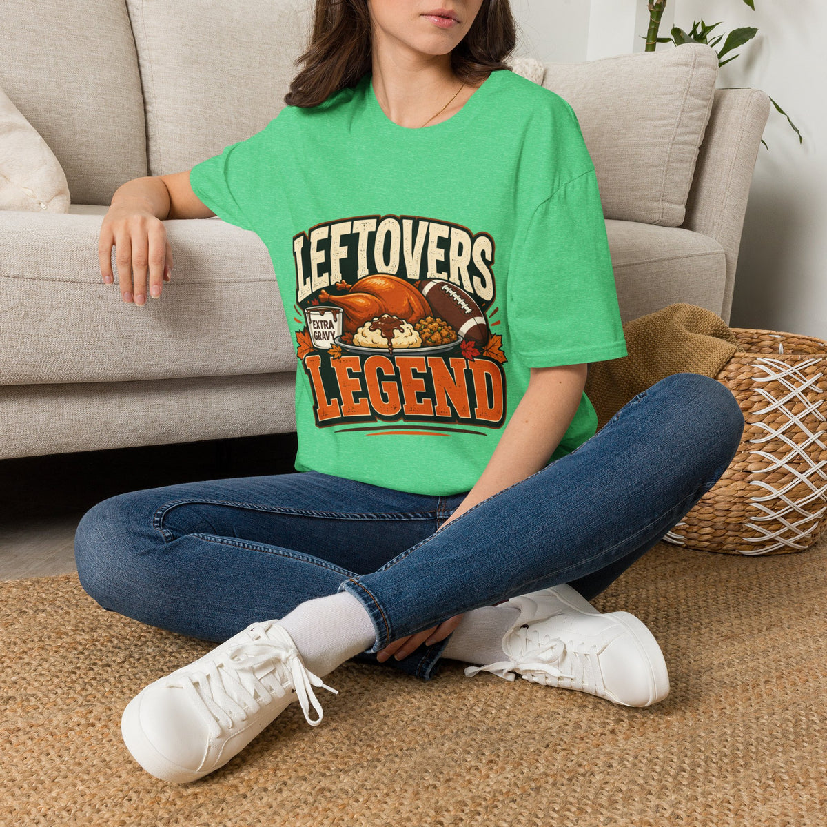 Thanksgiving T-Shirt Leftovers Legend T-Shirt — Thanksgiving Football Turkey Graphic Tee