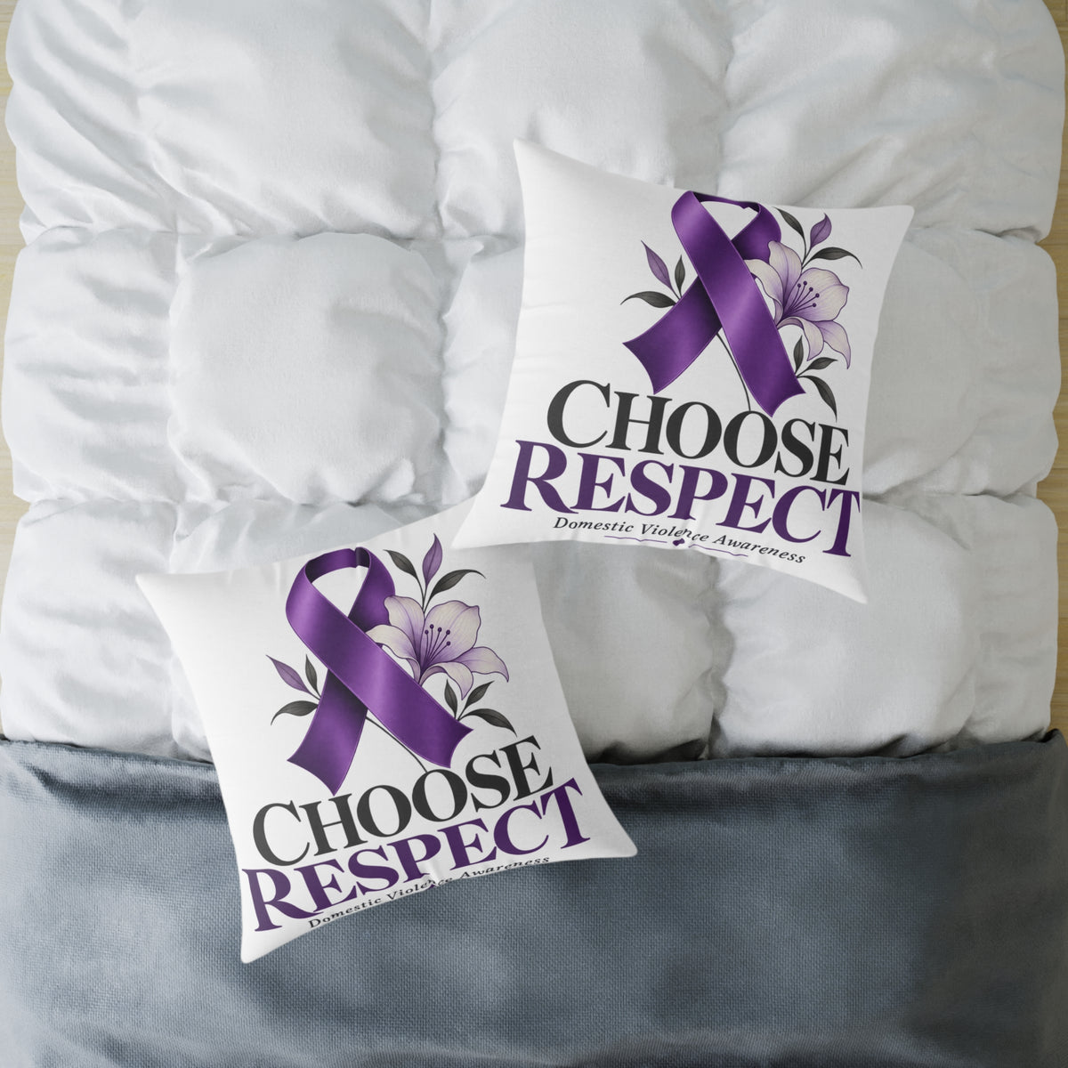 Choose Respect Purple Ribbon Throw Pillow - Domestic Violence Awareness Decor