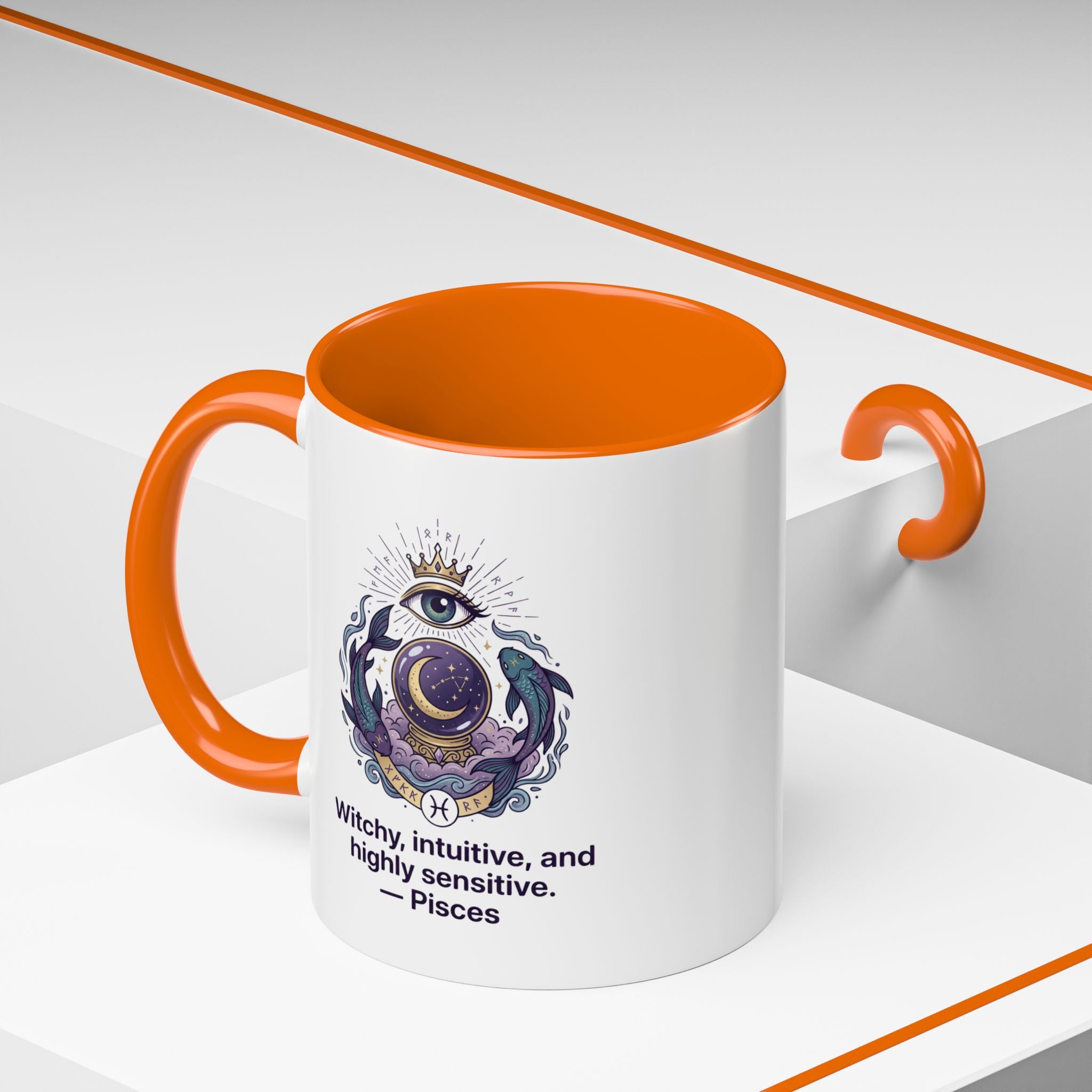 Pisces Witchy Accent Mug — "Witchy, intuitive, and highly sensitive" Astrology Coffee Cup (11/15oz)